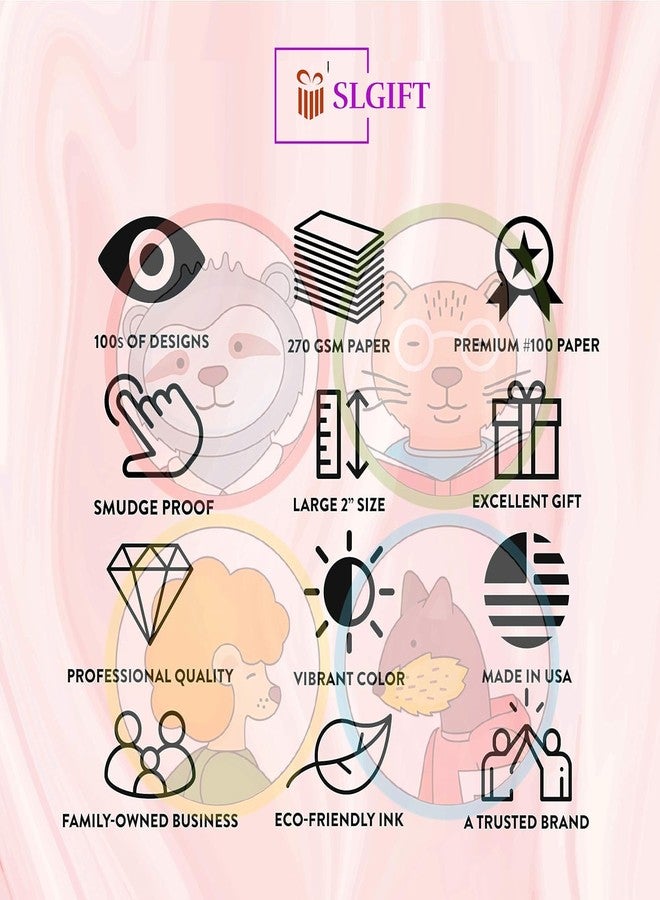 SLGIFT ملصقات فينيل لطيفة بتصميم حيوانات من SLGIFT، ملصقات فينيل ذاتية اللصق، 40 قطعة، ملصقات دائرية 2 × 2 بوصة، 4 تصاميم فريدة، R175 - Image 5